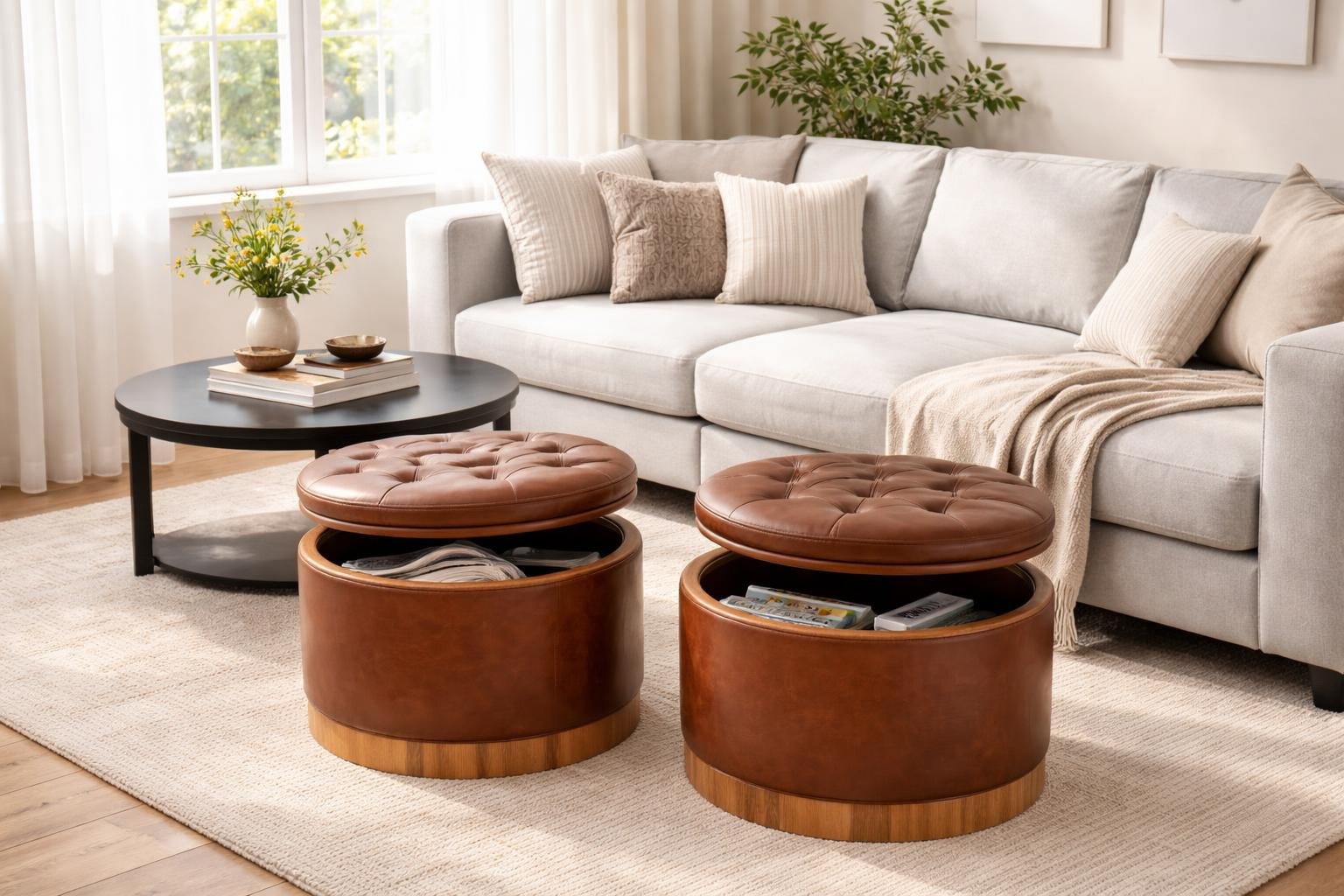 Hidden Storage Ottomans That Maximize Small Living Rooms