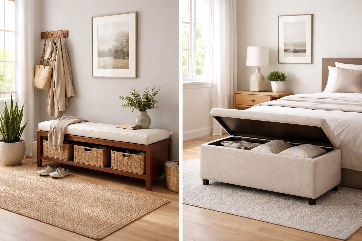 Storage Benches for Entryways and Bedrooms