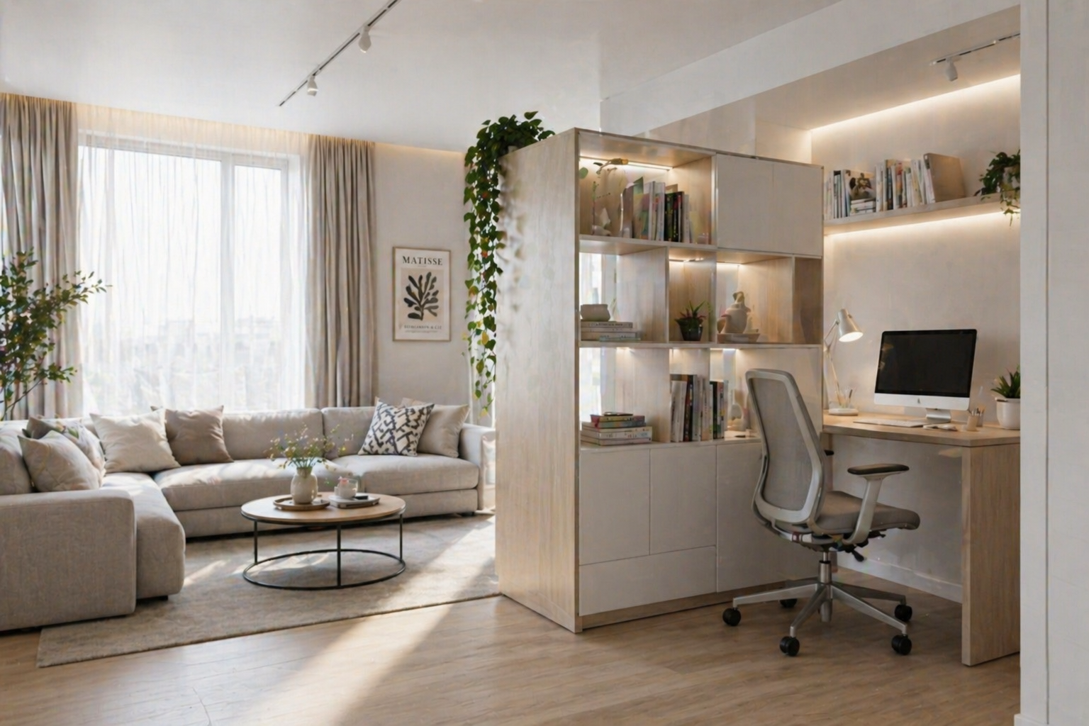 home office in living room